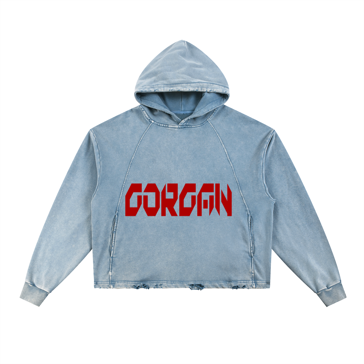 Vintage washed hoodie with frayed hem by ODMPOD, featuring a relaxed fit and casual style in the product image.