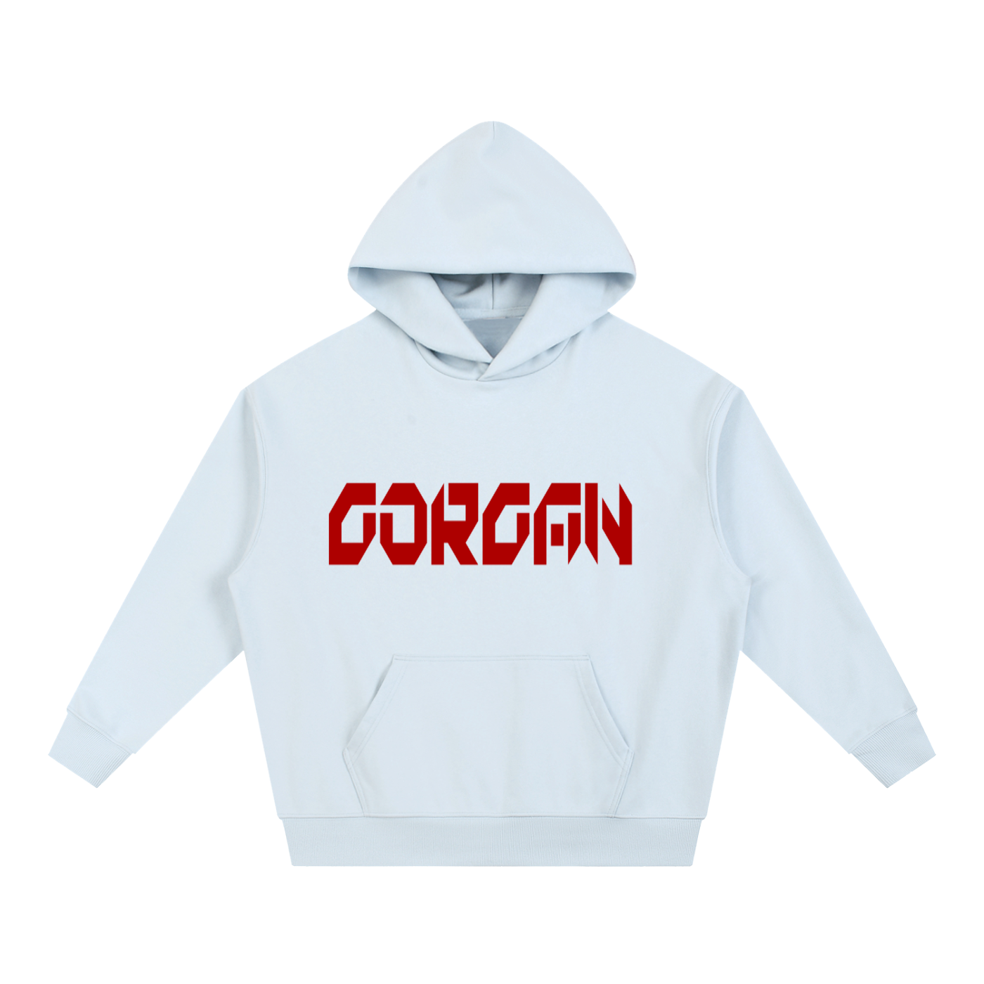 ODMPOD Essential Boxy Heavyweight Drop-Shoulder Hoodie, front view showing oversized fit and drop shoulders in soft fabric