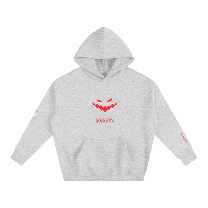 Oversize ODMPOD fleeced hoodie in soft fabric, featuring a relaxed fit with a cozy, plush texture and a front pocket.
