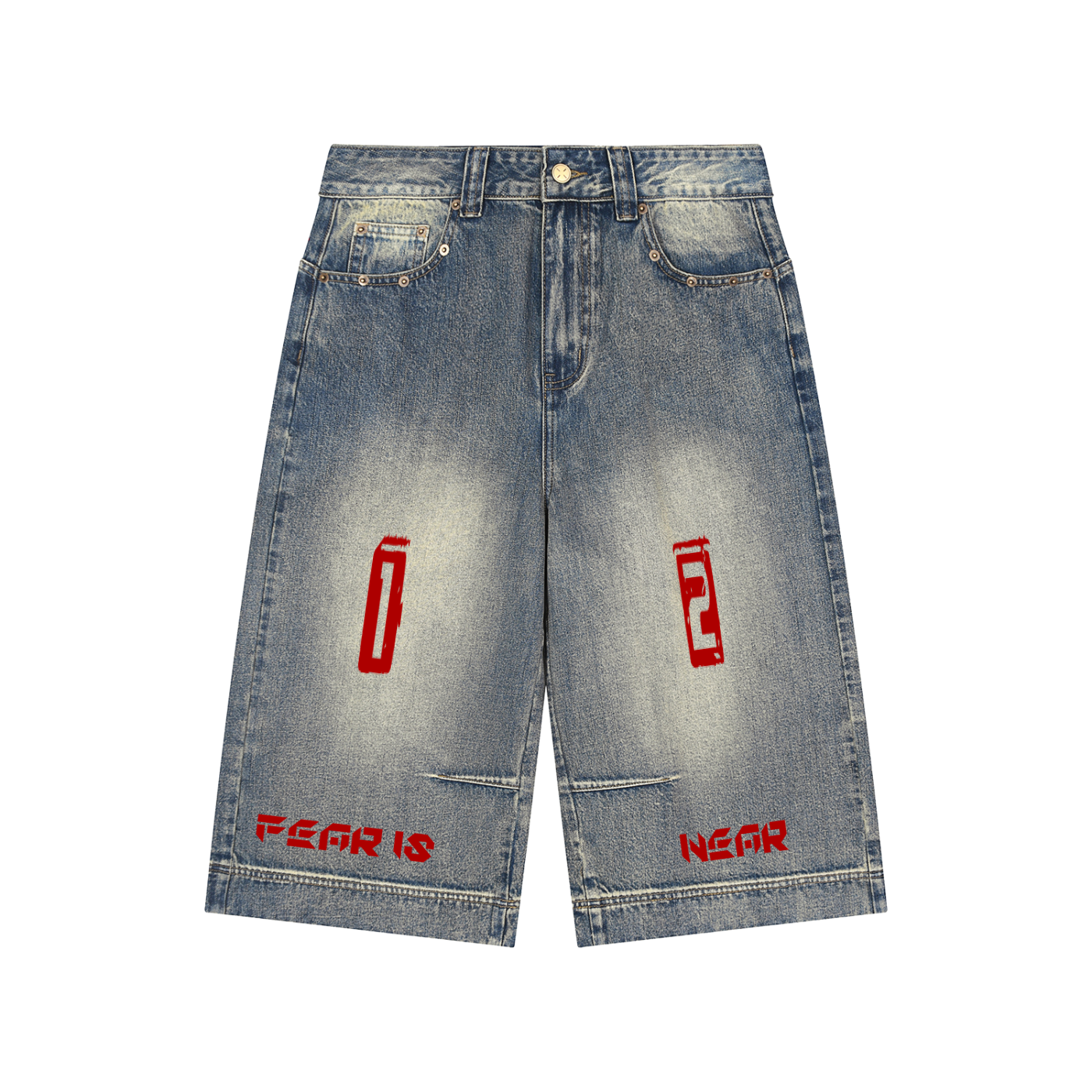 Vintage Wash Baggy Denim Shorts