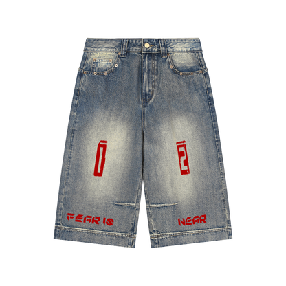 Vintage Wash Baggy Denim Shorts