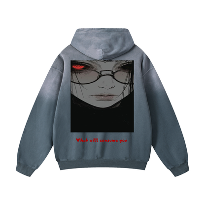 ODMPOD heavyweight Sunfade oversized hoodie in soft fabric with a relaxed fit and faded sun-inspired design.