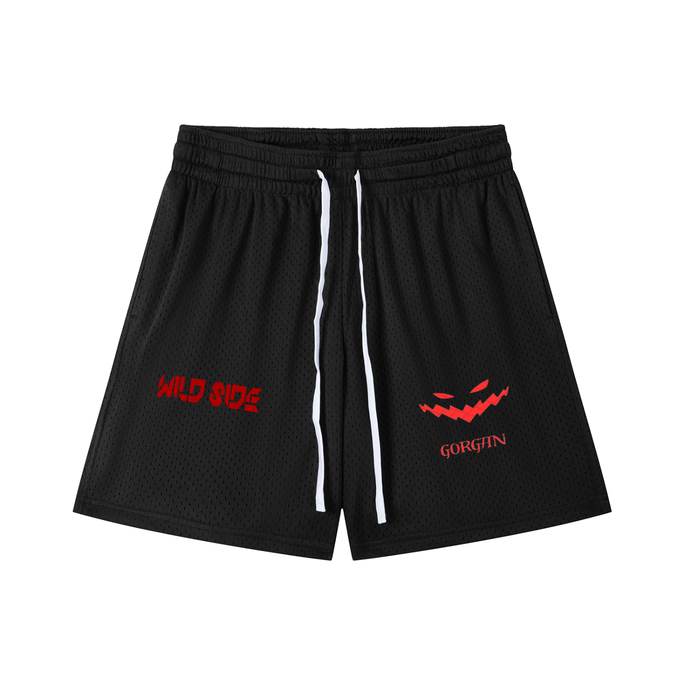 ODMPOD mesh drawstring shorts with breathable fabric and adjustable waistband, shown in a casual style.