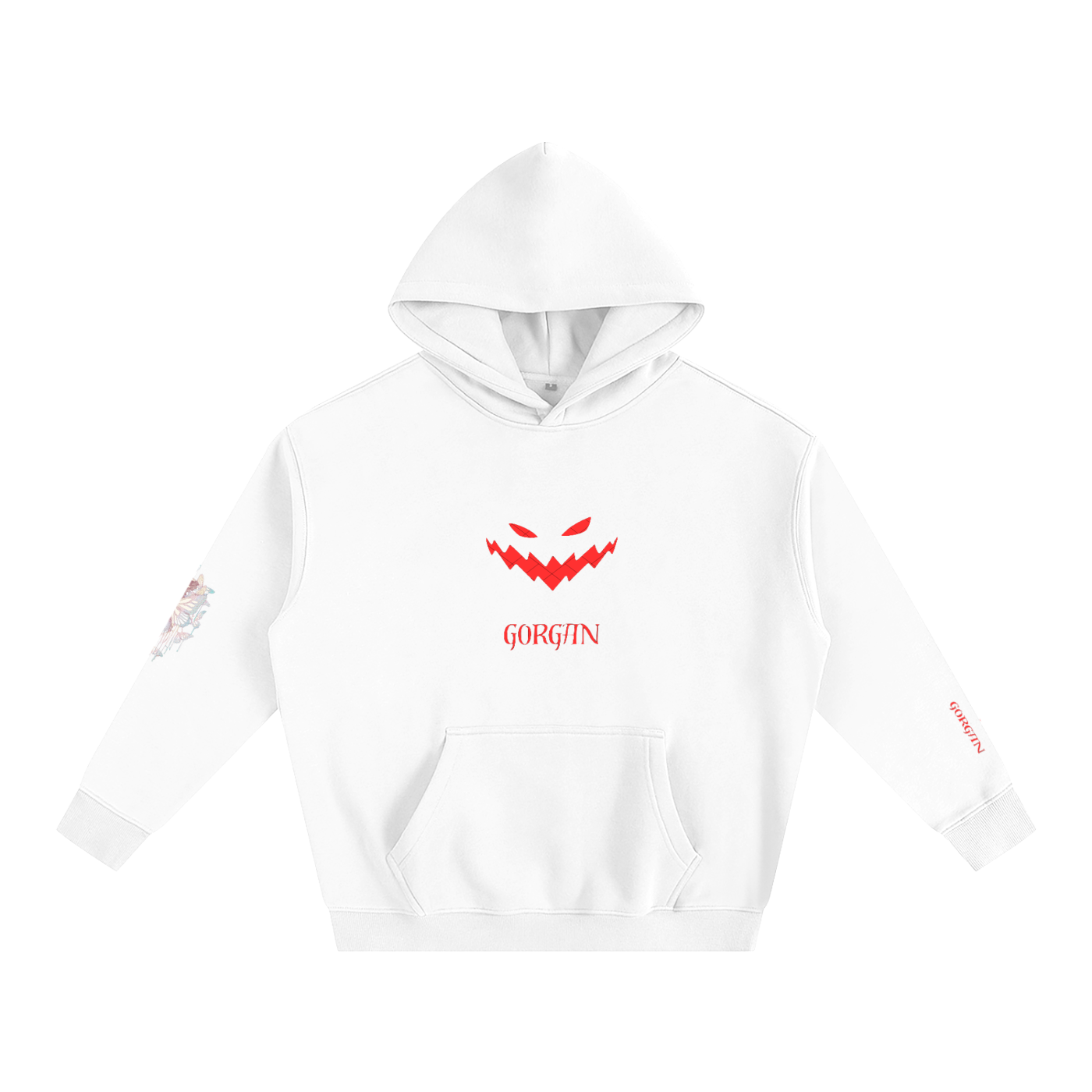 Oversize ODMPOD fleeced hoodie with a cozy, plush interior and relaxed fit, shown in a front view.