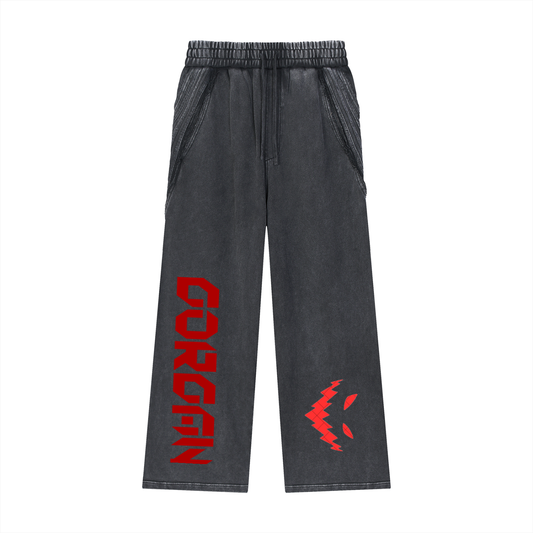 Snow Washed Tape Raw Edge Sweatpants by ODMPOD featuring distressed raw hems and tape detailing in a relaxed fit.