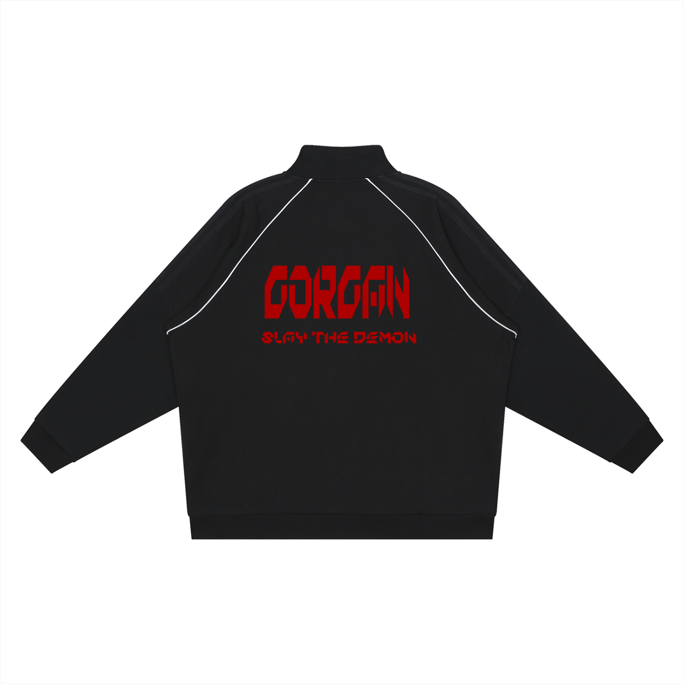 ODMPOD Reflection striped raglan sleeve jacket with bold pattern and casual fit, shown in a close-up view.